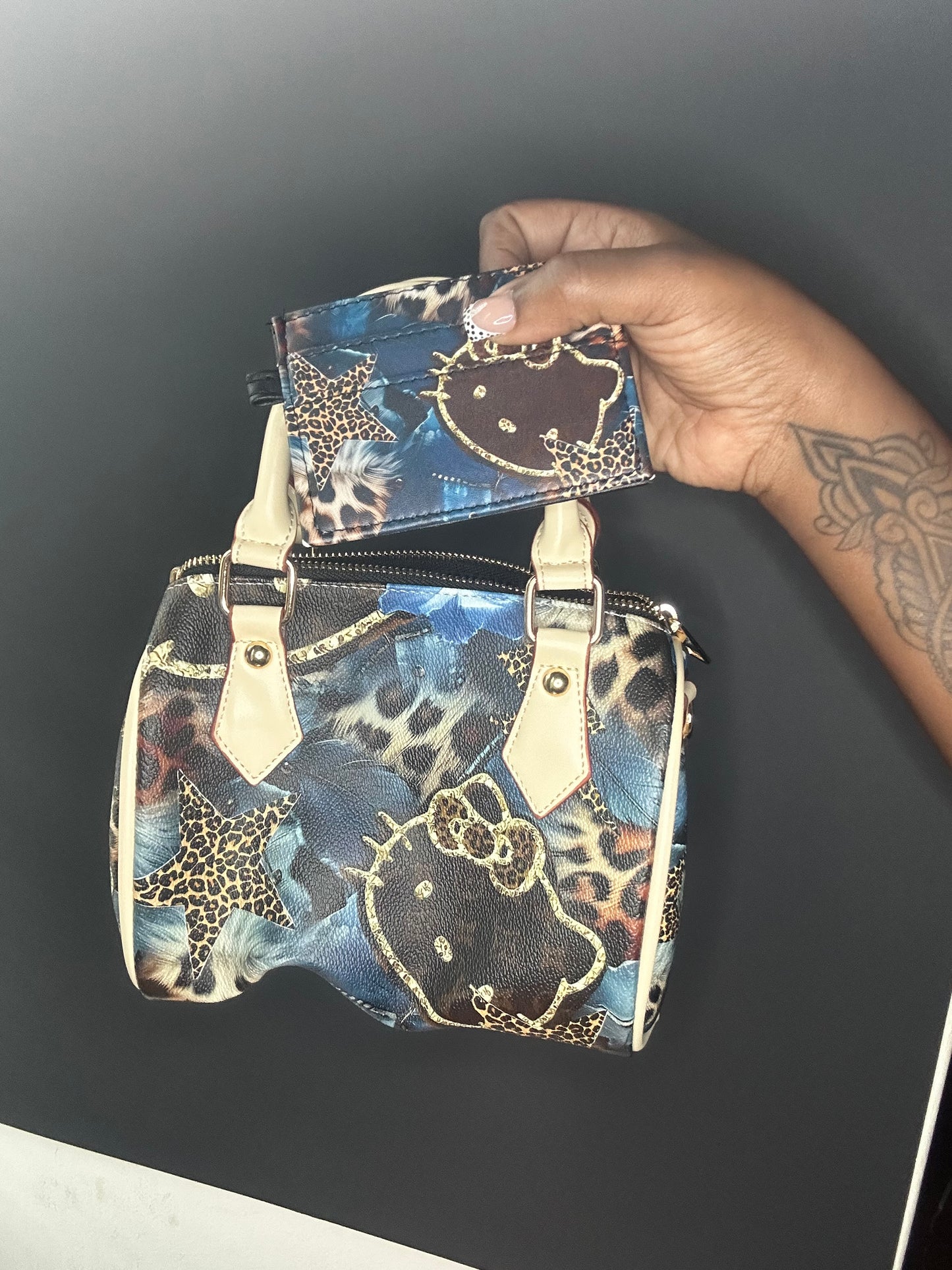 Leopard Luxe Hello Kitty Bag set with matching card holder