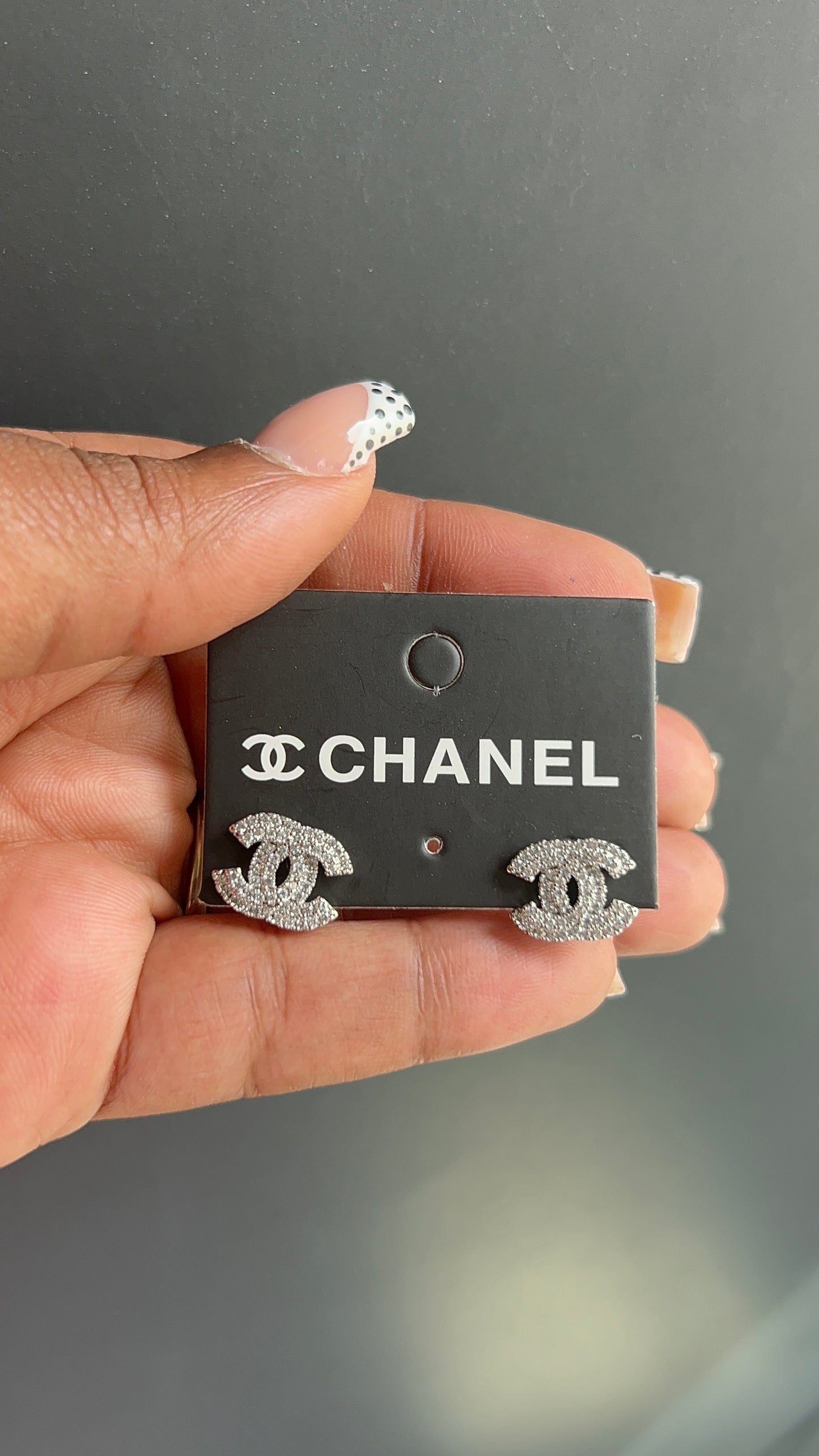 Double C silver stud earrings