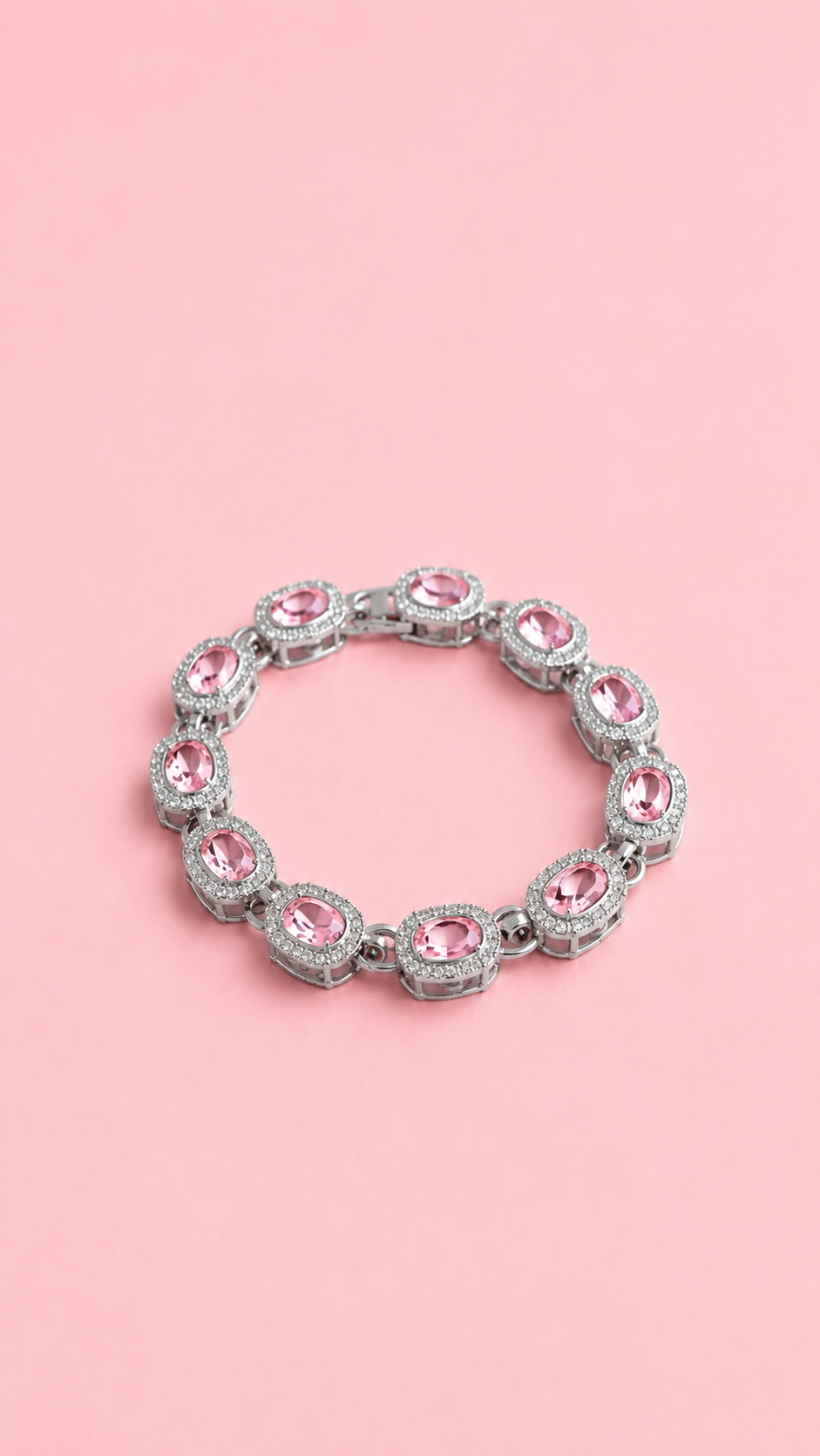 Pink iced out bracelet