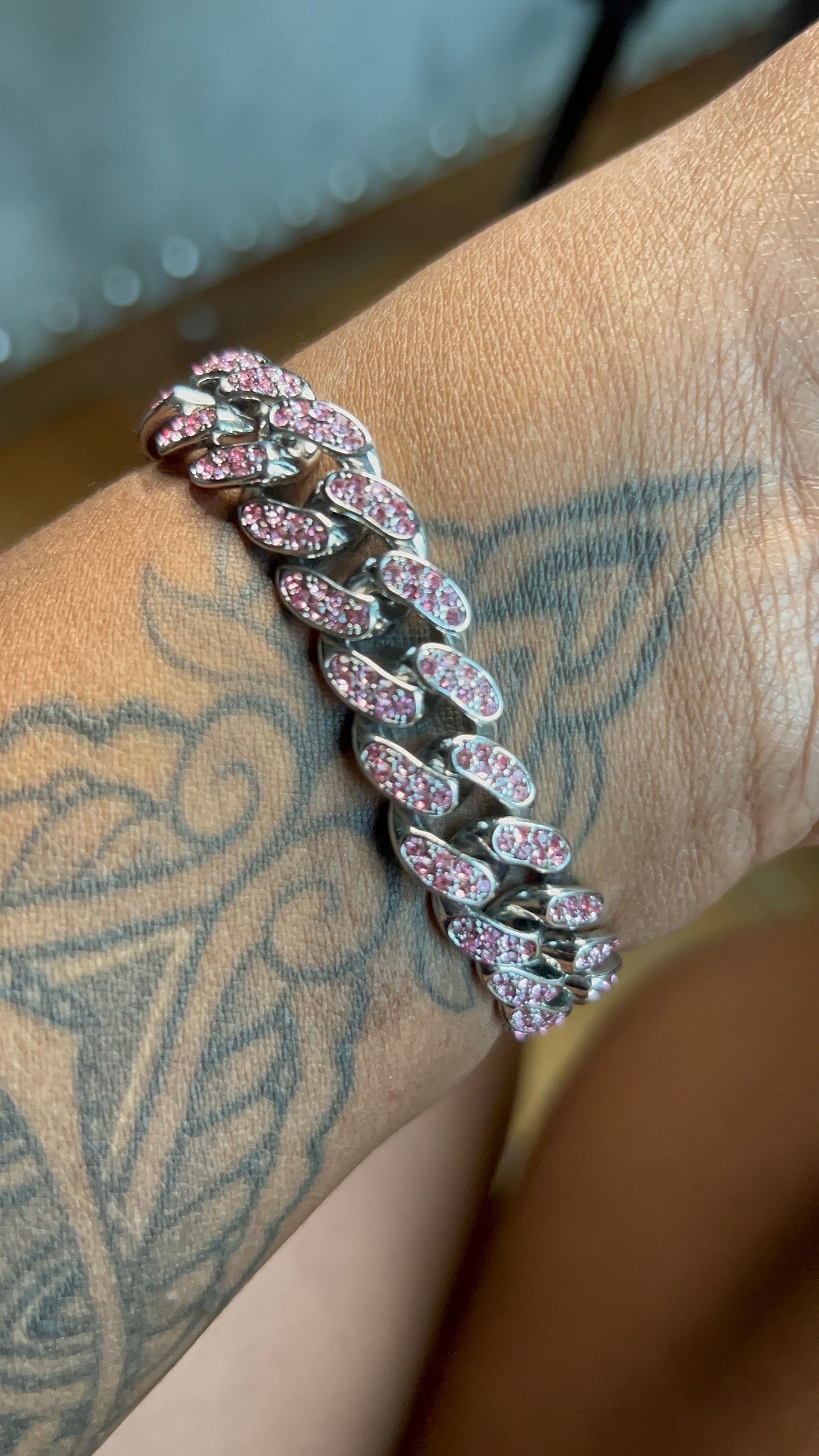 Pink princess Cuban bracelet