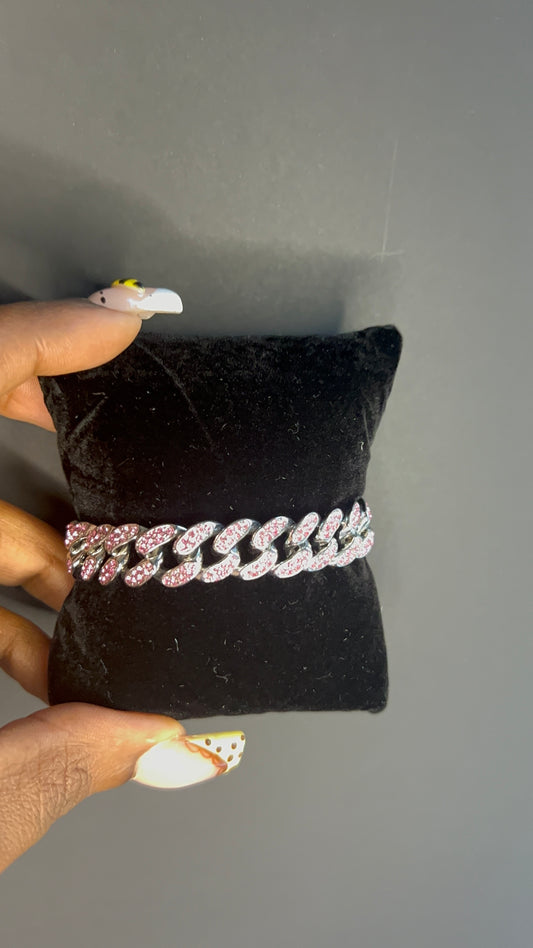 Pink princess Cuban bracelet