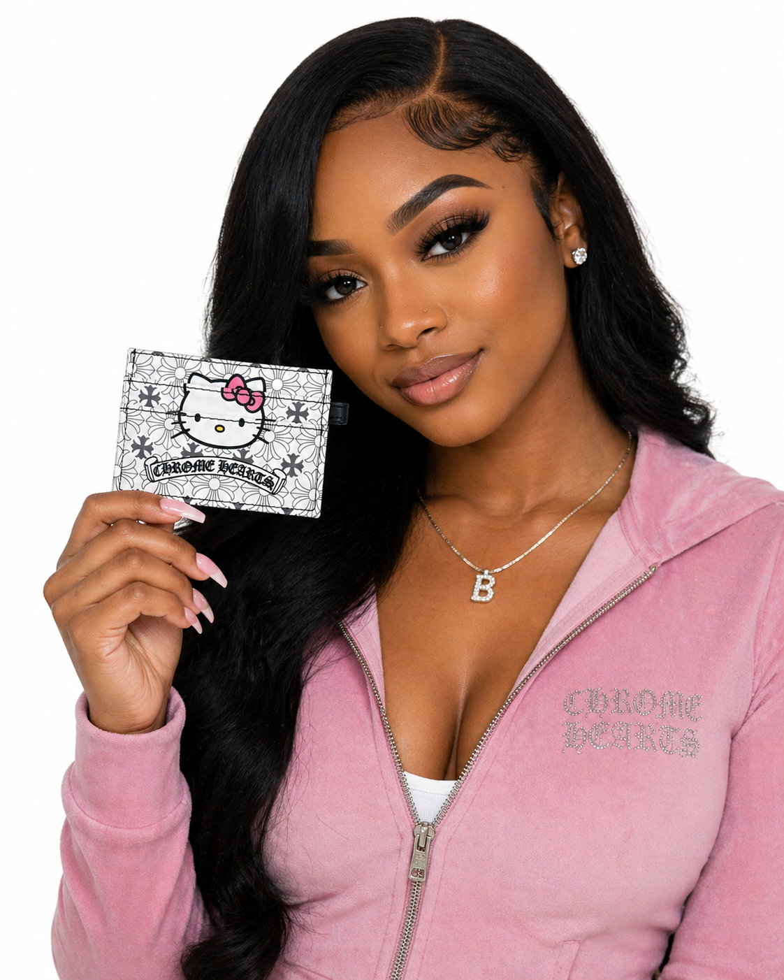 Hello Kitty Chrome Luxe Card Holder – Designer Inspired Wallet 🤍💖